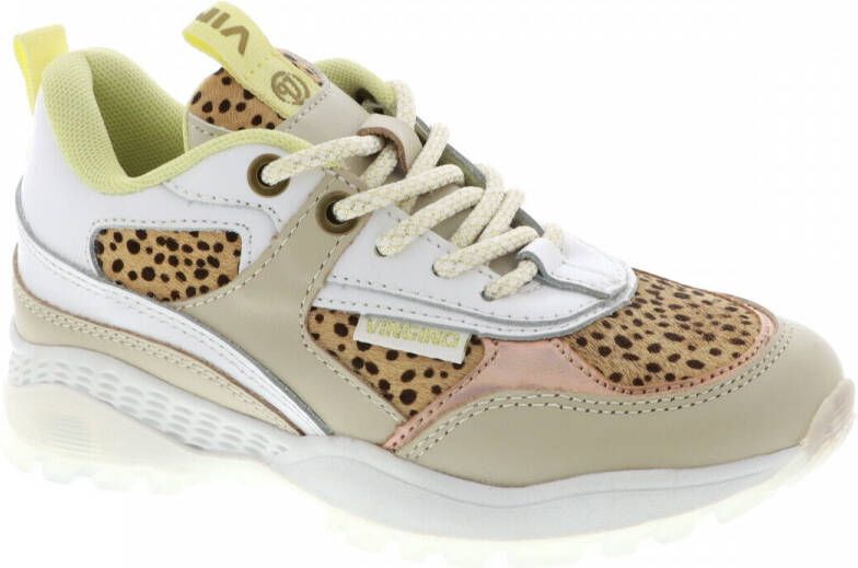 Vingino Mandy II leren sneakers met dierenprint beige/multi online kopen