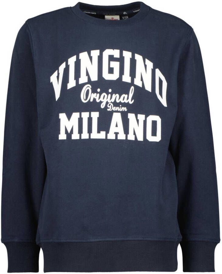 VINGINO sweater met logo donkerblauw Logo 104 | Sweater van