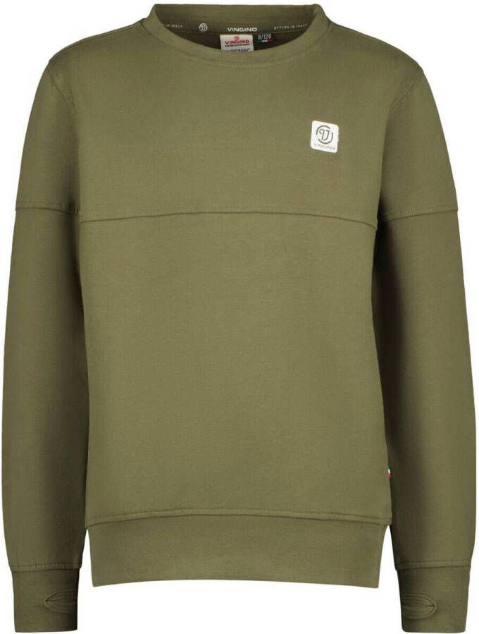VINGINO sweater army groen Effen 116 | Sweater van