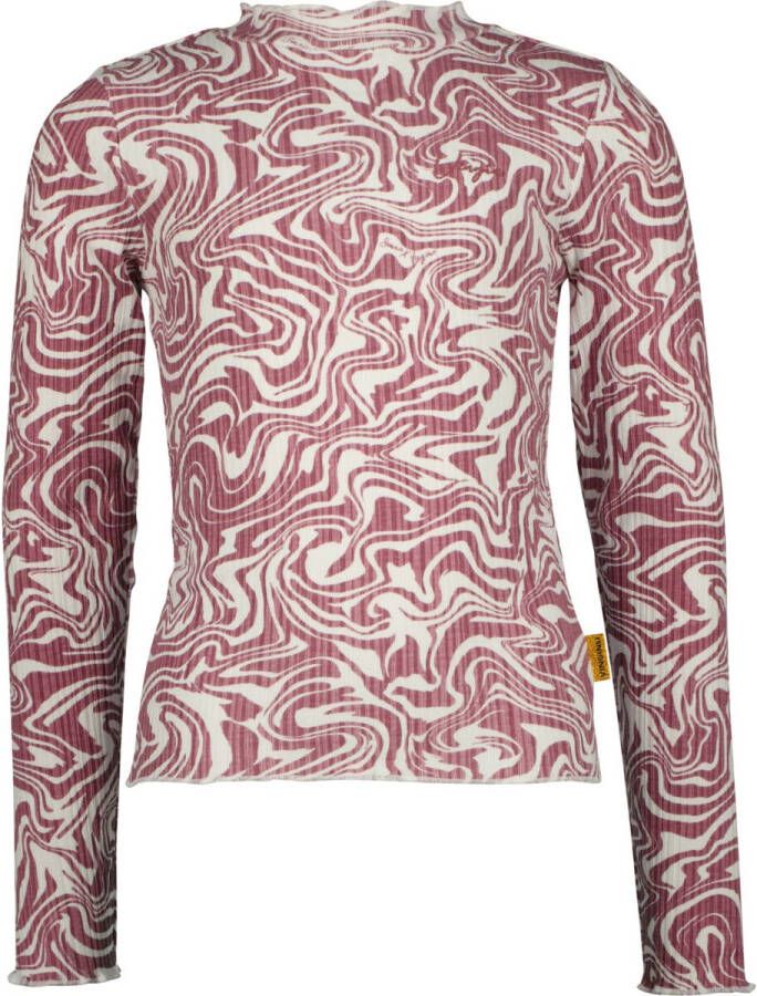 Vingino top Jeliena met all over print en textuur roze wit