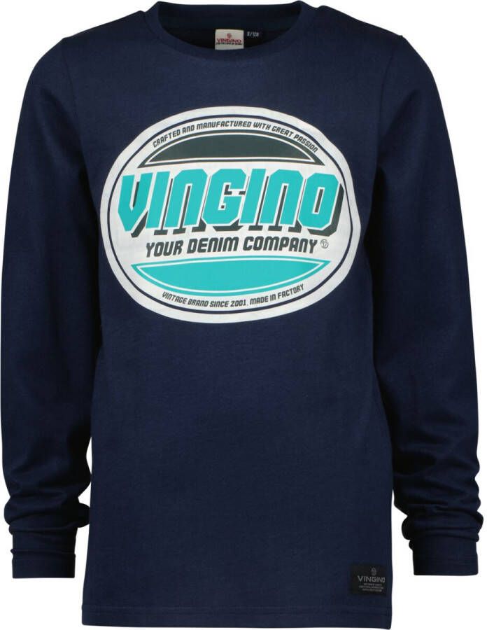 Vingino longsleeve Jantoni met printopdruk donkerblauw