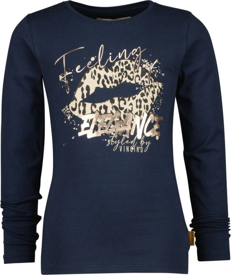 Vingino longsleeve Jaelle met printopdruk donkerblauw