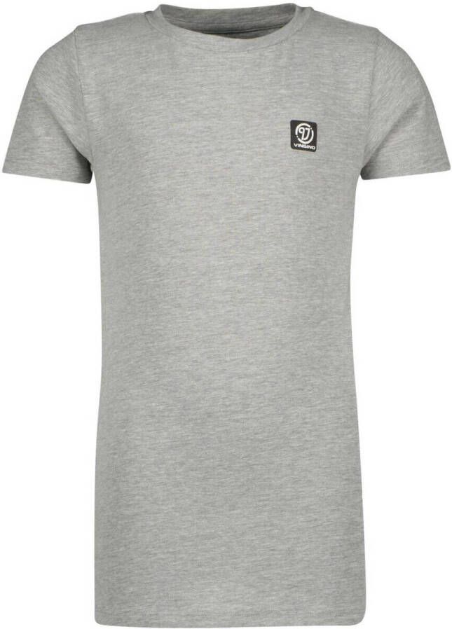VINGINO T-shirt grijs melange Jongens Stretchkatoen Ronde hals Effen 110 116