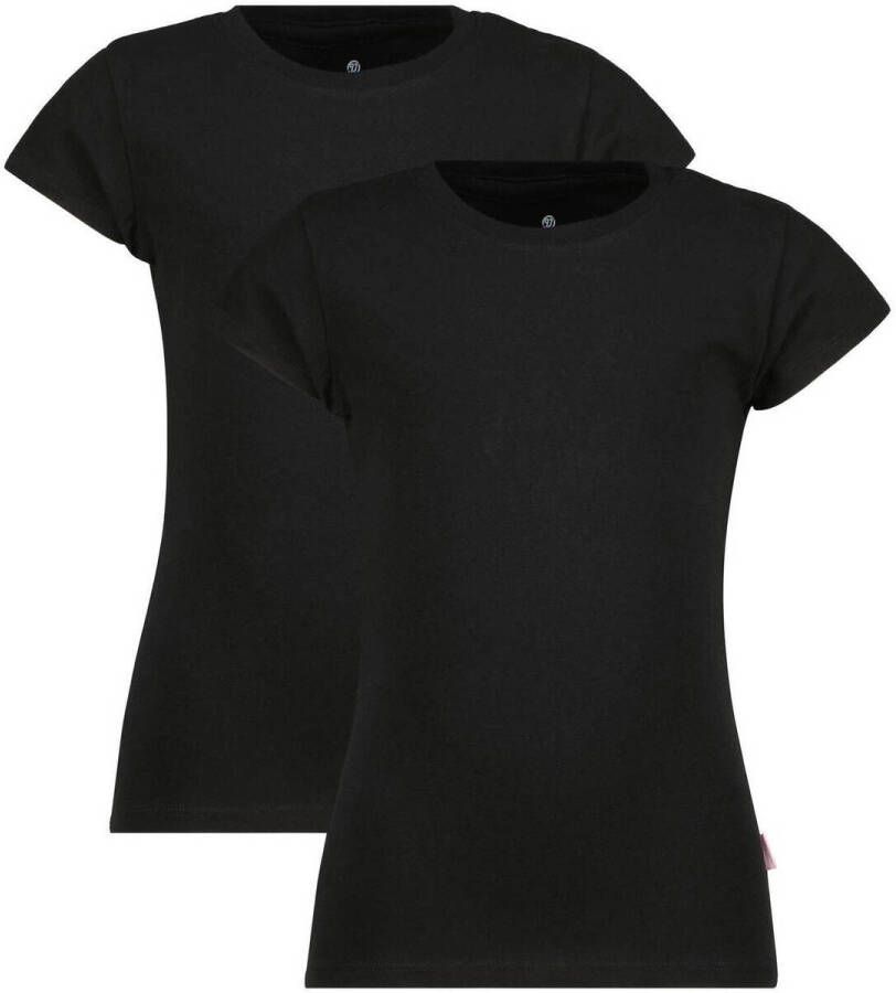 VINGINO basic T-shirt set van 2 zwart Meisjes Stretchkatoen Ronde hals 122 128