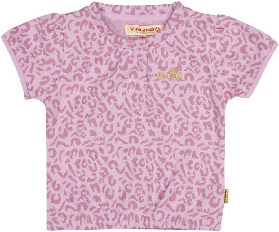 VINGINO T-shirt NINNEKE met panterprint lila Paars Meisjes Katoen Ronde hals 104