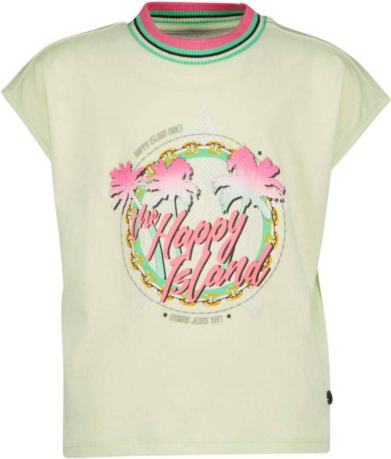 VINGINO T-shirt HANNIA met printopdruk lichtgroen Meisjes Katoen Ronde hals 116 - Foto 2