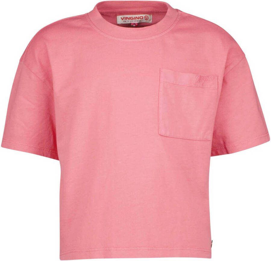 VINGINO T-shirt HESKE felroze Meisjes Katoen Ronde hals Effen 116 - Foto 2