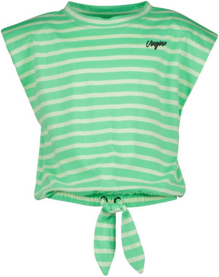 VINGINO gestreept T-shirt HILDI felgroen wit Meisjes Katoen Ronde hals 128