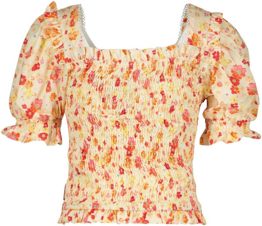 VINGINO x Senna Bellod gebloemd T-shirt geel oranje Meisjes Viscose Vierkante hals 128 - Foto 2
