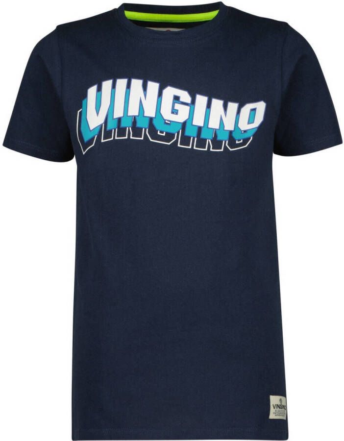 VINGINO T-shirt HECCOS met logo donkerblauw Jongens Katoen Ronde hals Logo 116