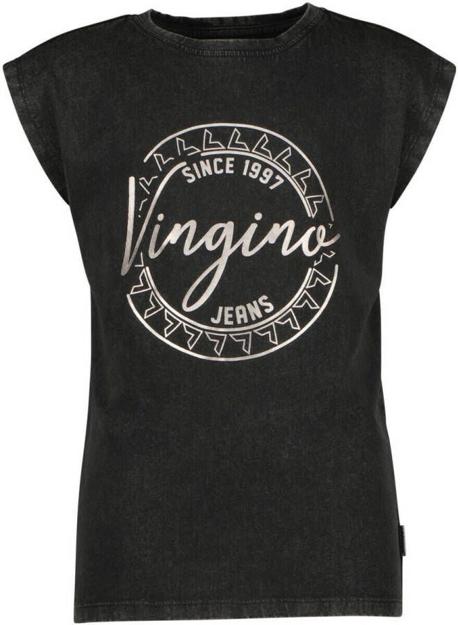 VINGINO T-shirt HARINE met printopdruk zwart Meisjes Katoen Ronde hals 116
