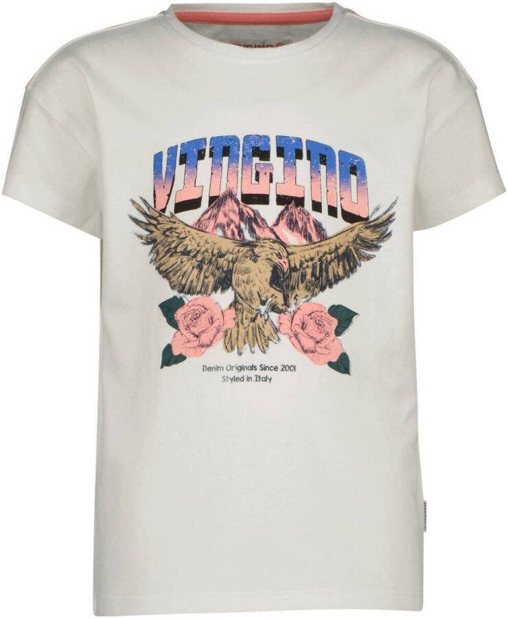 VINGINO T-shirt HEMRI met printopdruk wit Meisjes Katoen Ronde hals Printopdruk 116