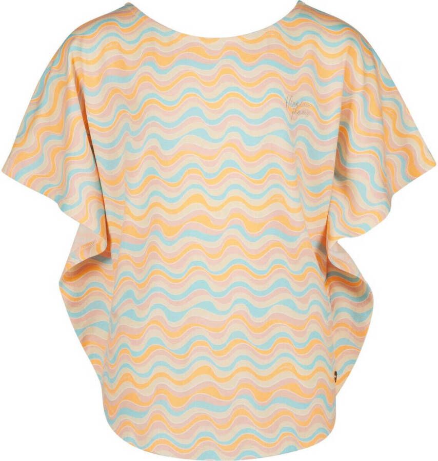 VINGINO T-shirt ILANA met all over print lichtblauw oranje Meisjes Viscose Boothals 110 - Foto 2