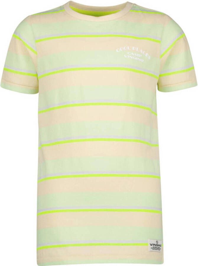 VINGINO gestreept T-shirt JOERI lichtgeel lichtgroen Jongens Katoen Ronde hals 164