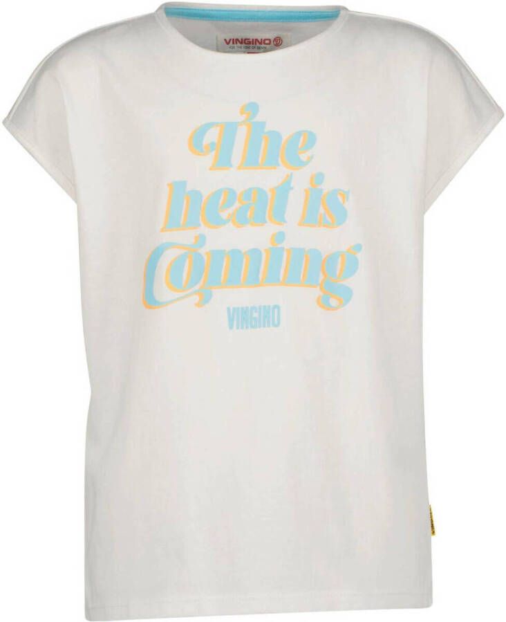 VINGINO T-shirt HELEN met tekst wit Meisjes Katoen Ronde hals Tekst 140
