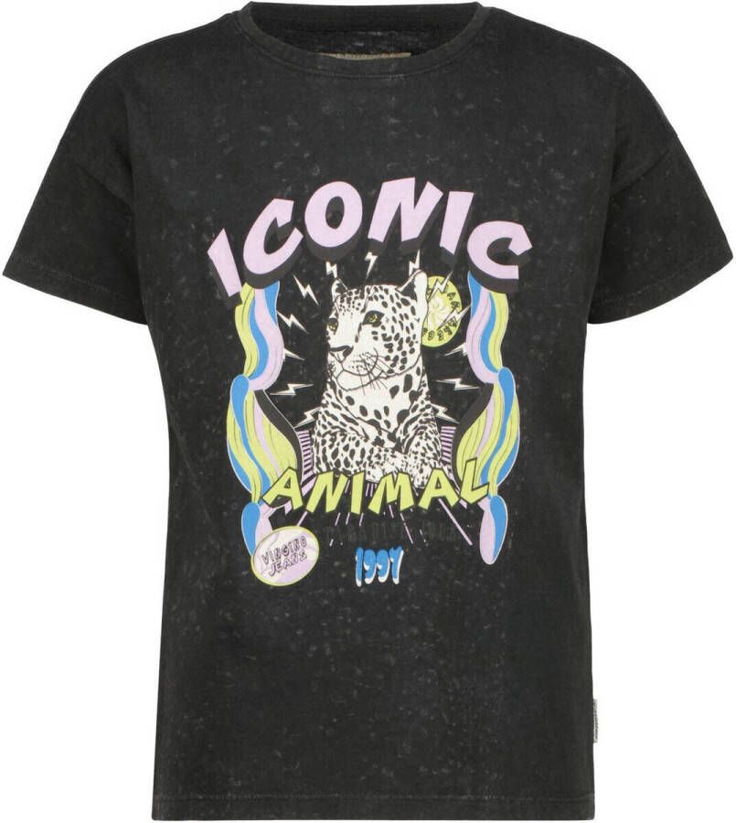 VINGINO T-shirt Hester met printopdruk zwart Meisjes Katoen Ronde hals 164