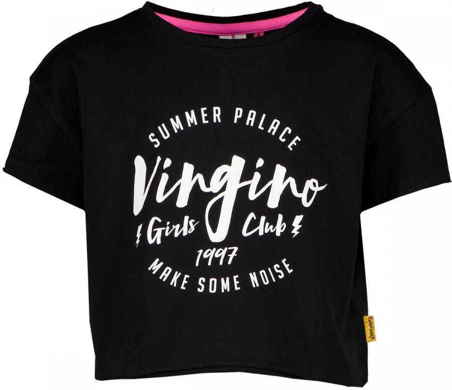 VINGINO T-shirt met tekst zwart Meisjes Katoen Ronde hals Tekst 104