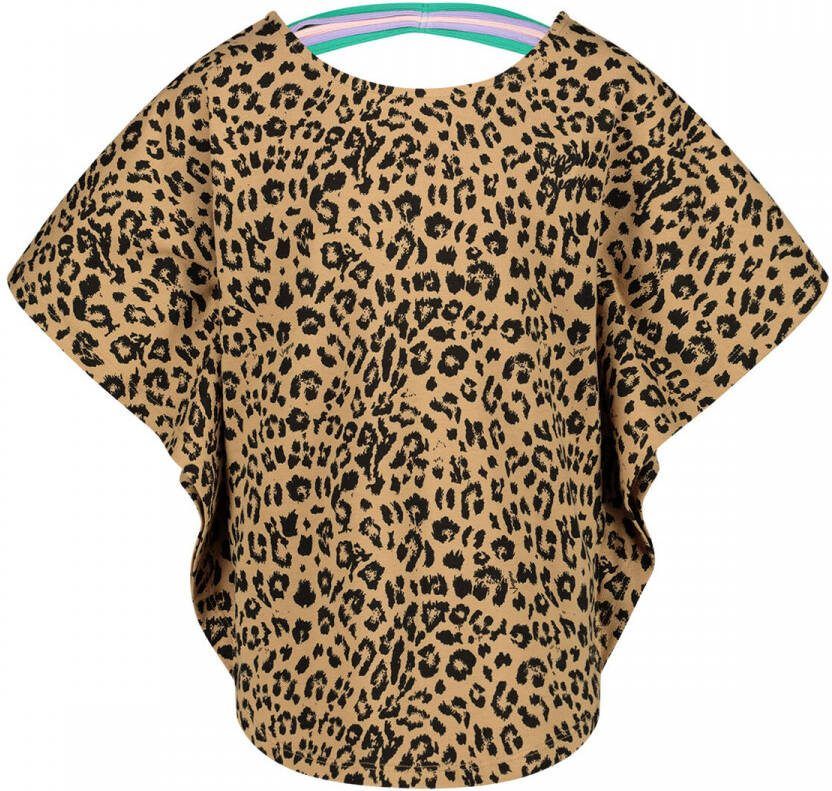 VINGINO T-shirt met panterprint en vleermuismouwen bruin Meisjes Katoen Ronde hals 116