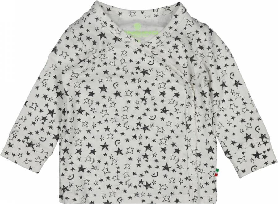 VINGINO baby longsleeve Jess met all over print en overslag detail grijs offwhite Stretchkatoen Ronde hals 50