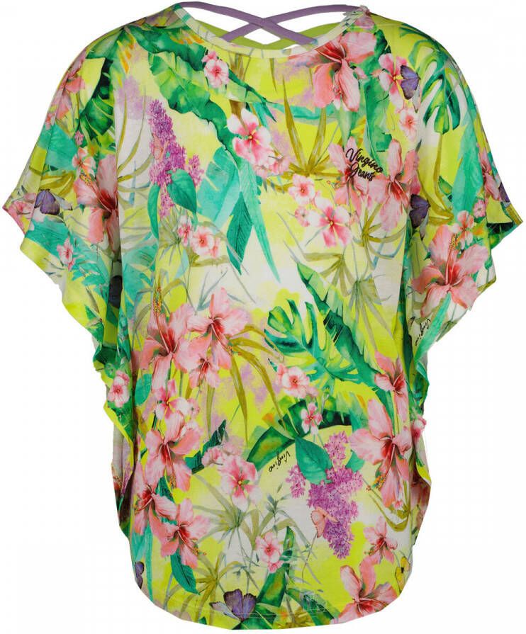VINGINO gebloemde top Irene geel multicolor Meisjes Viscose Ronde hals 116