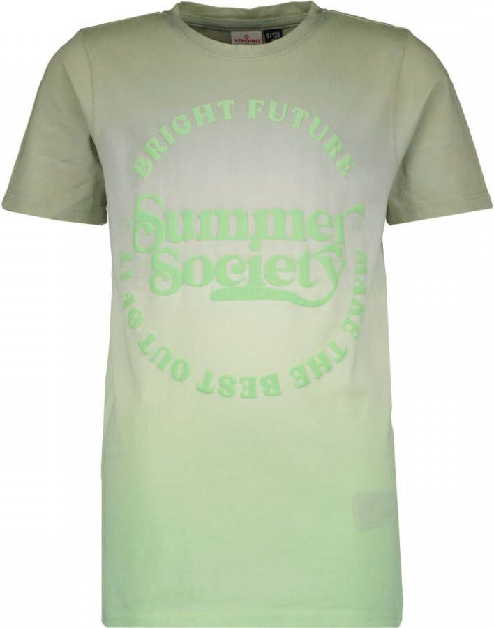 VINGINO T-shirt Hollis met printopdruk lichtgroen kaki Jongens Katoen Ronde hals 152