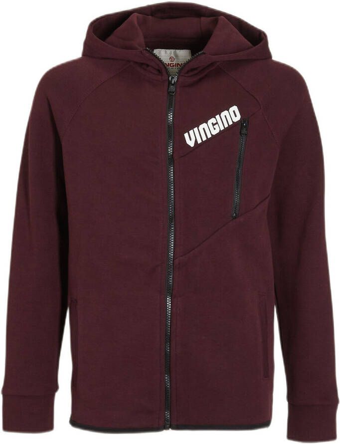 Vingino sweatvest met logo aubergine