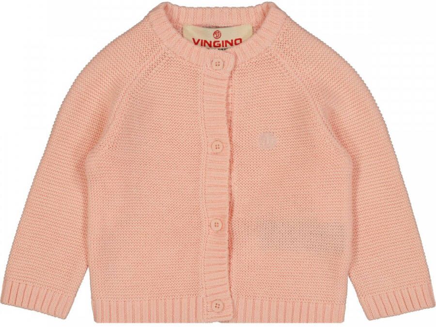 VINGINO fijn gebreid baby vest Orion zachtroze Meisjes Katoen Ronde hals 50