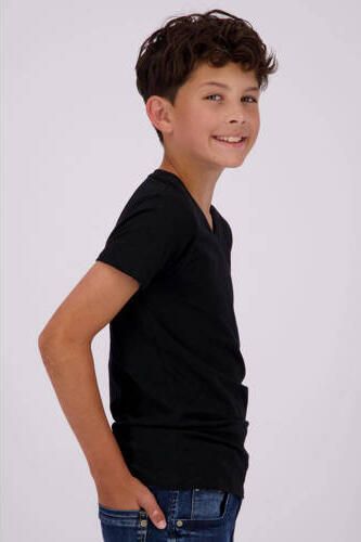 VINGINO basic T-shirt set van 2 zwart Jongens Stretchkatoen V-hals Effen 122 128 - Foto 2