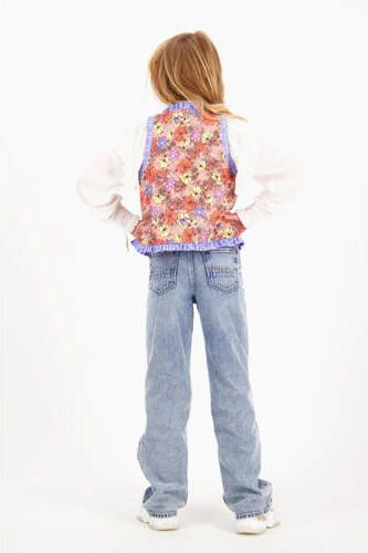 VINGINO blouse LARAH met ruches wit Meisjes Viscose Opstaande kraag Effen 140