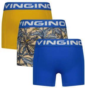 VINGINO boxershort Palm blue set van 3 helderblauw blauw geel Jongens Stretchkatoen 110 116 - Foto 2