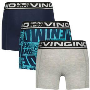 VINGINO boxershort Paper Text set van 3 donkerblauw grijs melange Jongens Stretchkatoen 110 116 - Foto 2