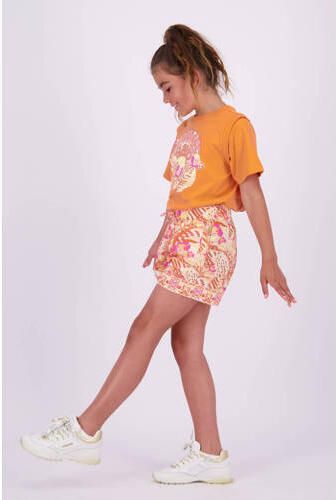 VINGINO casual short Rondha met all over print oranje roze Korte broek Meisjes Katoen 128