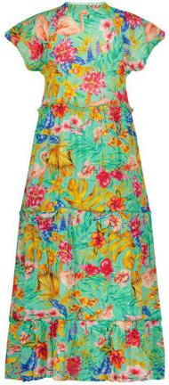 VINGINO gebloemde maxi jurk Parisa groen multicolor Meisjes Viscose V-hals 128