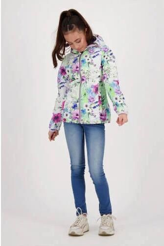 VINGINO gebloemde reversible zomerjas Tijnja donkerblauw multicolor Meisjes Polyester Capuchon 116