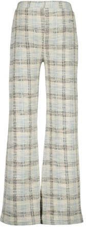 VINGINO geruite high waist flared broek Sannie beige lichtblauw zwart Meisjes Katoen 128 - Foto 1