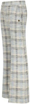 VINGINO geruite high waist flared broek Sannie beige lichtblauw zwart Meisjes Katoen 128 - Foto 3