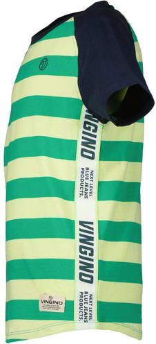 VINGINO gestreept T-shirt groen geel donkerblauw Jongens Katoen Ronde hals 128 - Foto 2