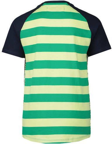 VINGINO gestreept T-shirt groen geel donkerblauw Jongens Katoen Ronde hals 128 - Foto 3