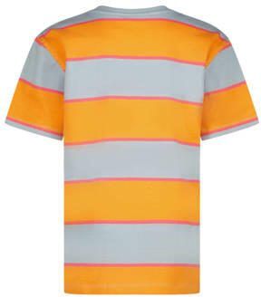 VINGINO gestreept T-shirt Hifo lichtblauw oranje Jongens Katoen Ronde hals 152 - Foto 3