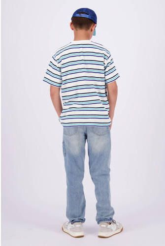 VINGINO gestreept T-shirt Hoss wit lichtblauw Jongens Katoen Ronde hals 176