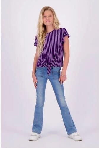 VINGINO gestreept T-shirt paars zwart Meisjes Viscose Ronde hals Streep 164 - Foto 3