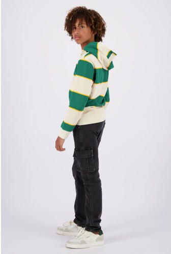 VINGINO gestreepte hoodie Neal donkergroen zand Sweater Jongens Katoen Capuchon 128 - Foto 2