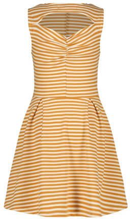 VINGINO gestreepte jurk Pessy lichtbruin wit Meisjes Polyester Ronde hals 140