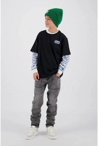 VINGINO gestreepte longsleeve Jilfon blauw wit Jongens Katoen Ronde hals 104 - Foto 5