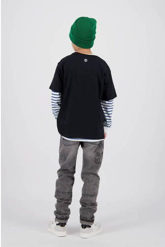 VINGINO gestreepte longsleeve Jilfon blauw wit Jongens Katoen Ronde hals 104 - Foto 6