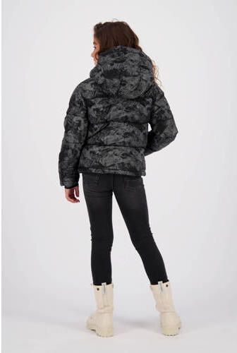 VINGINO gewatteerde winterjas Tarinke met all over print zwart Meisjes Polyester Capuchon 128 - Foto 3