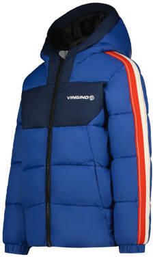 VINGINO gewatteerde winterjas Tiggo hardblauw rood wit Jongens Nylon Capuchon 104 - Foto 4