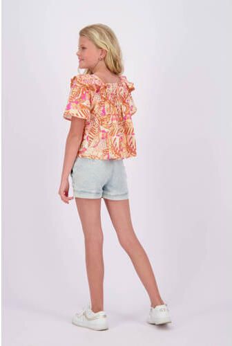 VINGINO high waist denim short Dana light vintage Korte broek Blauw Effen 164