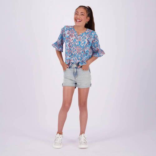 VINGINO high waist denim short Dewi light vintage Korte broek Blauw Effen 128 - Foto 2