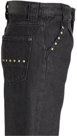 VINGINO high waist loose fit jeans Cato zwart Meisjes Katoen Effen 104